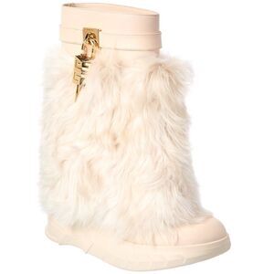 Givenchy Shark Lock Leather Biker Boot, White